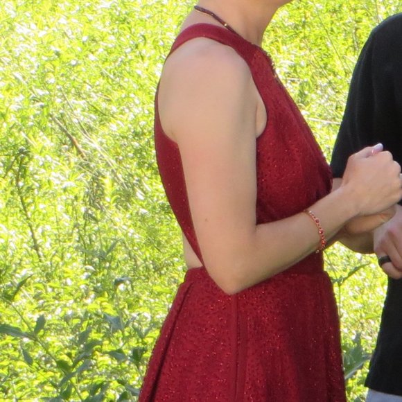 Red Sparkling Formal Dress by ML Monique Lhuillier - Picture 14 of 16